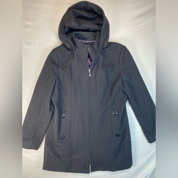 Esprit Women’s Winter Coat Mid Length Wool Blend With Hood Black XL - Picture 1 of 9